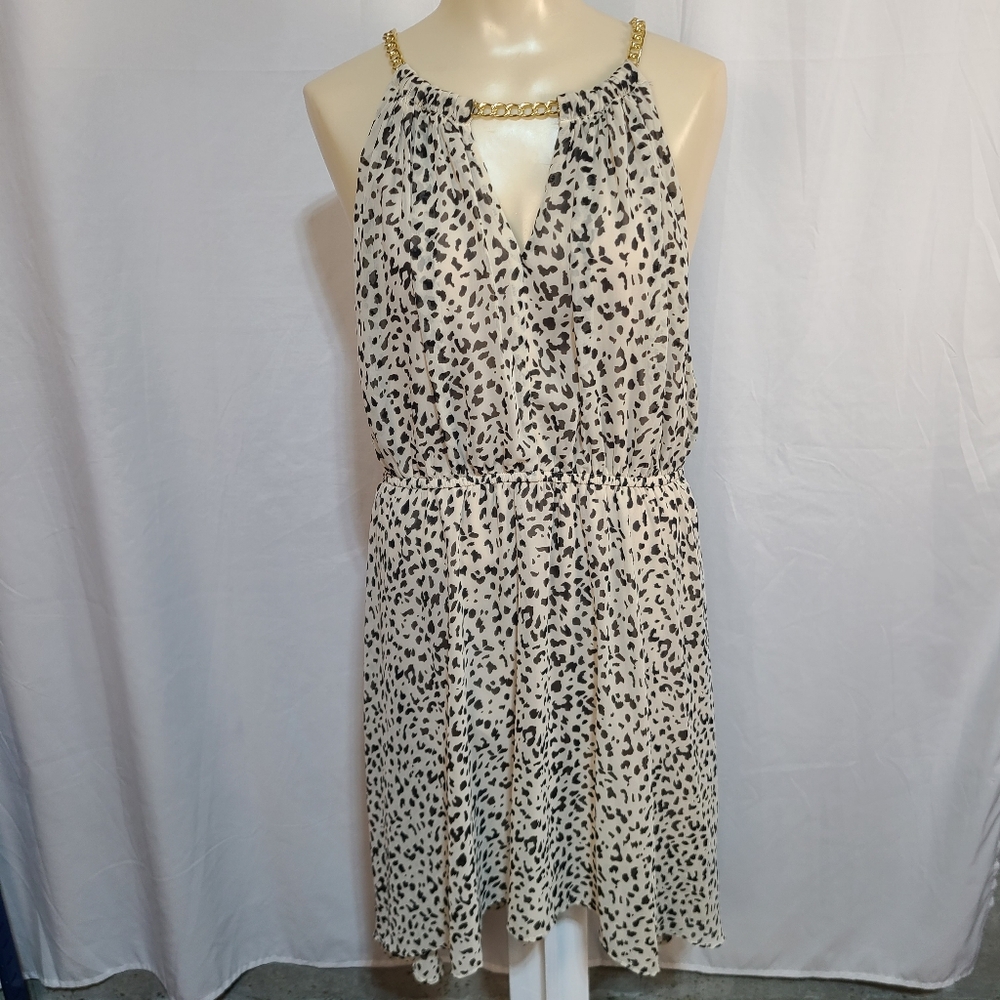 Forver 21 Elegant Black and White Leopard Print Dress Size Large Classy Cocktail